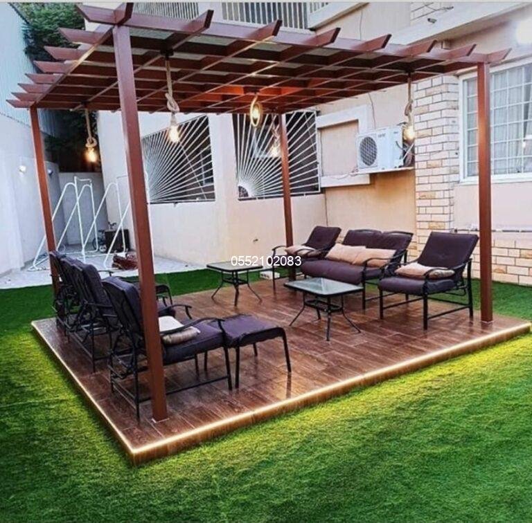 برجولات جدة 2025 | تصاميم خشبية وحديدية حديثة للحدائق والبلكونات